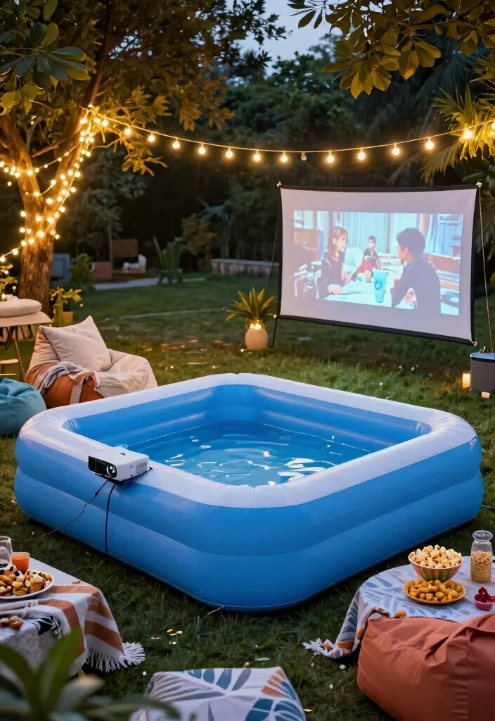 13 Relaxing Inflatable Pool Ideas for Adults Backyard Spa 3. Outdoor Movie Night 0