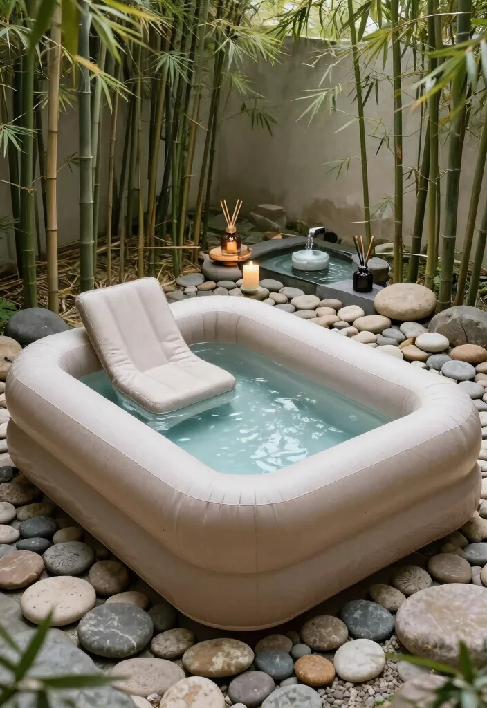 13 Relaxing Inflatable Pool Ideas for Adults Backyard Spa 5. Zen Retreat 0