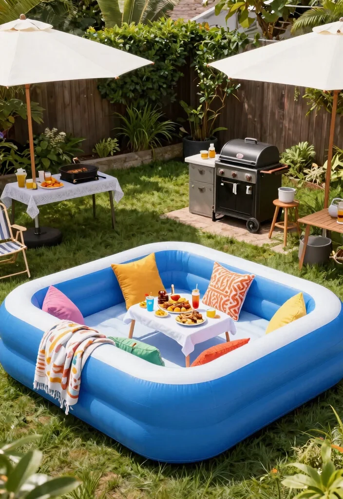 13 Relaxing Inflatable Pool Ideas for Adults Backyard Spa 6. BBQ and Chill Zone 0