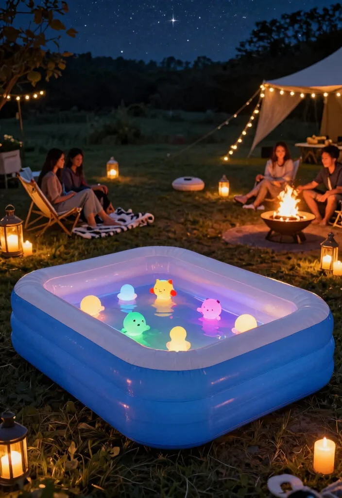 13 Relaxing Inflatable Pool Ideas for Adults Backyard Spa 7. Nighttime Glow 0