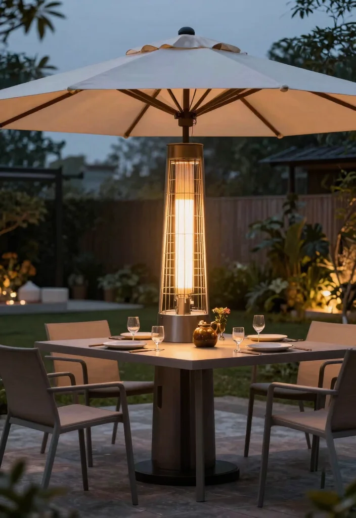 13 Sleek Modern Patio Heater Styles for Contemporary Yards 5 13 Sleek Modern Patio Heater Styles for Contemporary Yards 5. The Elegant Umbrella Heater 0