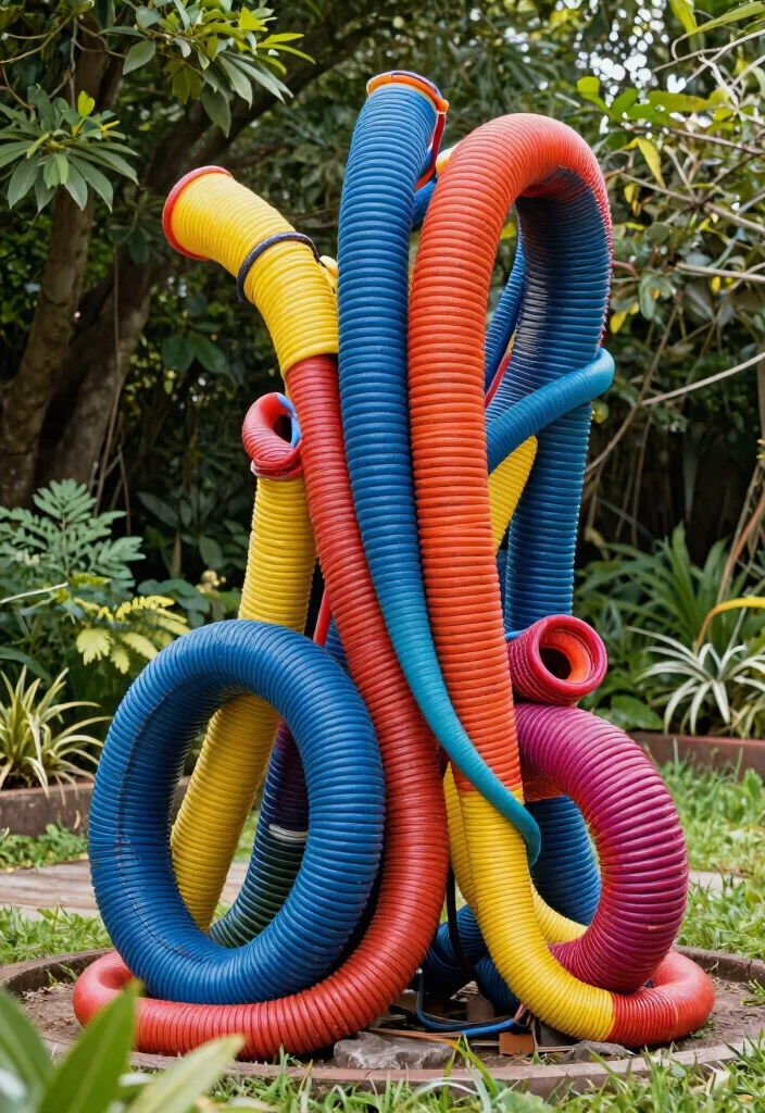 13 Unique Old Garden Hose Ideas Upcycle Projects DIY 10. Hose Art Installation 0