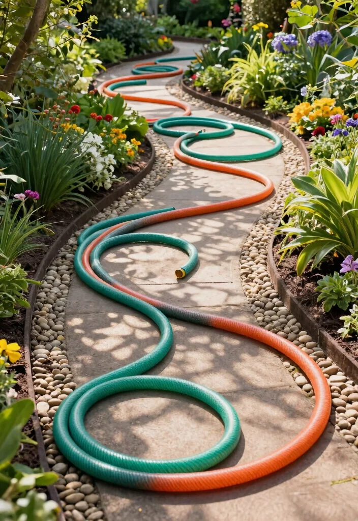 13 Unique Old Garden Hose Ideas Upcycle Projects DIY 11. Hose Footpath 0