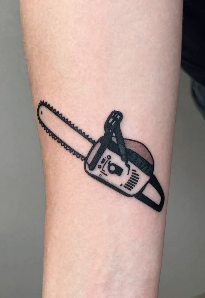 15 Badass Chainsaw Tattoo Ideas for Lumberjacks Must See 10. Minimalist Chainsaw Tattoo 0