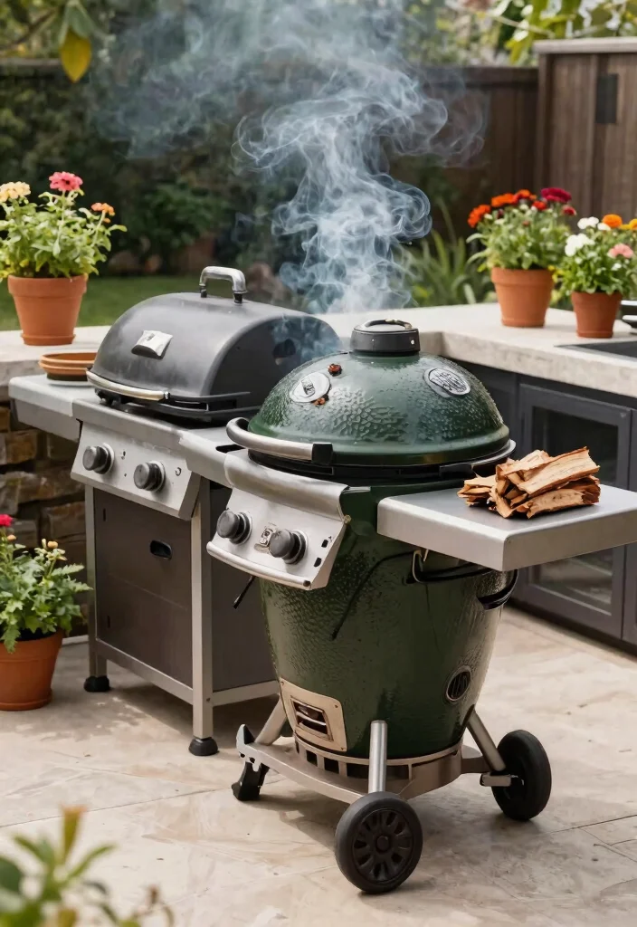 15 Beautiful Kamado Grill Table Ideas for Outdoor Kitchens 11 15 Beautiful Kamado Grill Table Ideas for Outdoor Kitchens 11. Incorporating a Smoker 0