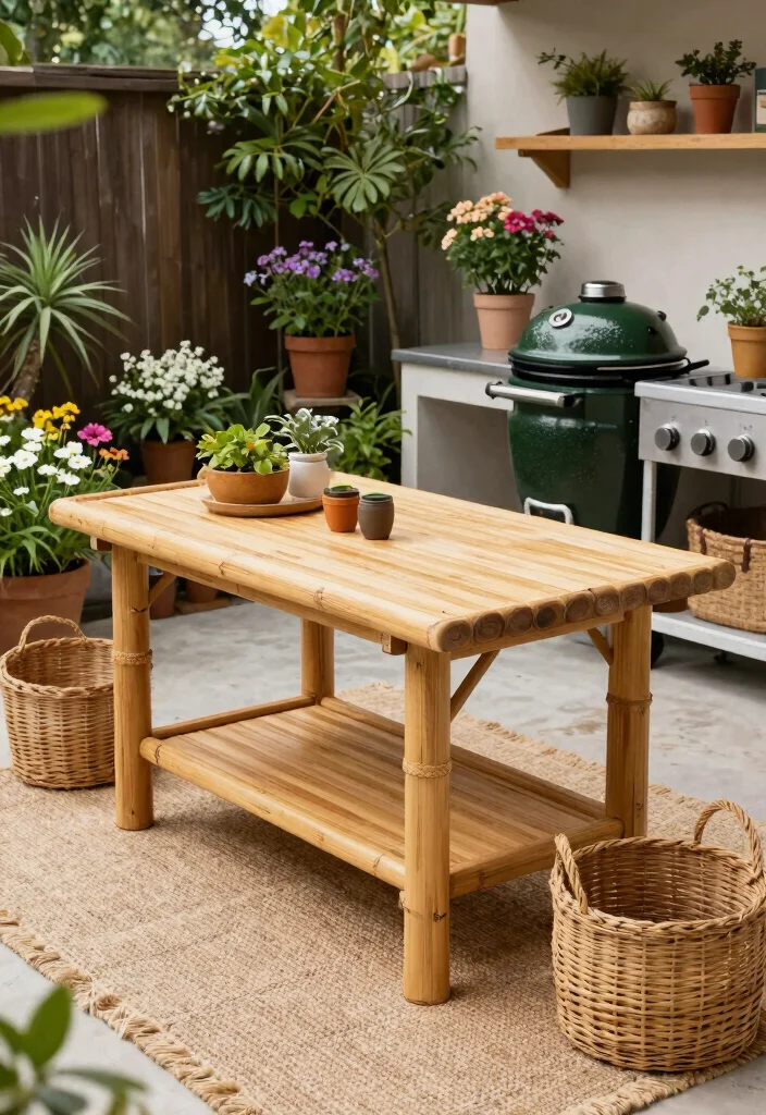 15 Beautiful Kamado Grill Table Ideas for Outdoor Kitchens 6 15 Beautiful Kamado Grill Table Ideas for Outdoor Kitchens 6. Eco Friendly Bamboo 0