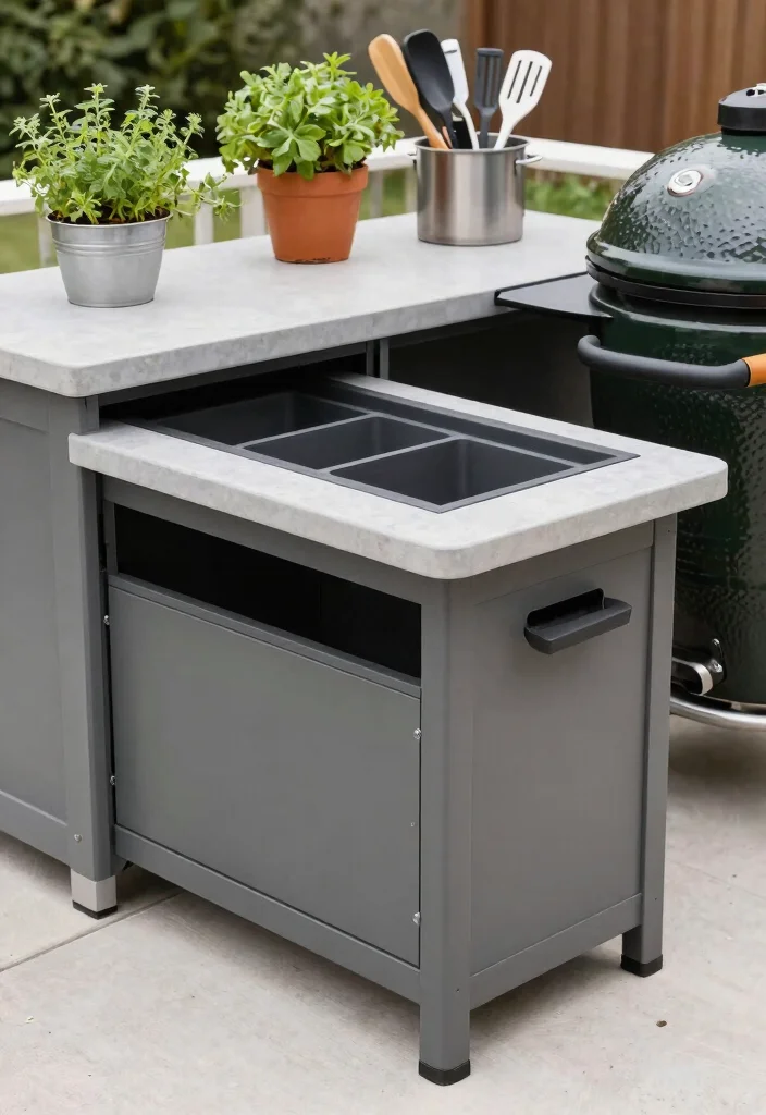 15 Beautiful Kamado Grill Table Ideas for Outdoor Kitchens 8 15 Beautiful Kamado Grill Table Ideas for Outdoor Kitchens 8. Charcoal Storage Solutions 0