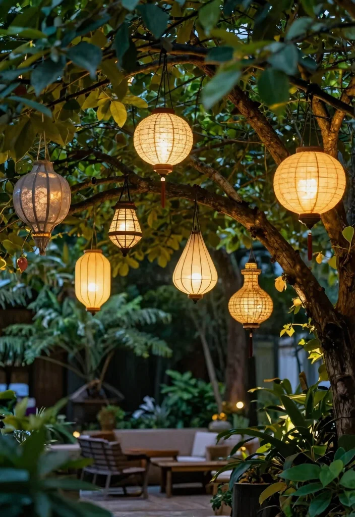 15 Beautiful Outdoor Lantern Decor Inspiration Photos 6 15 Beautiful Outdoor Lantern Decor Inspiration Photos 6. Lanterns Hanging from Tree Branches 0