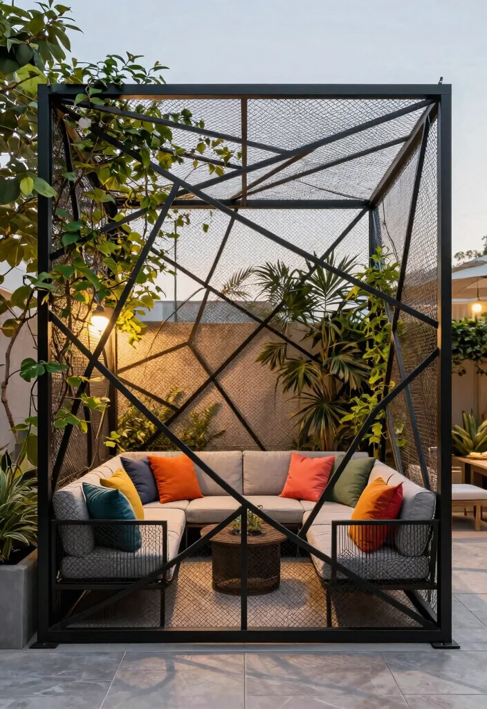 15 Beautiful Screen Enclosure Ideas Patio Upgrades Must See 6. Geometric Metal Frames 0
