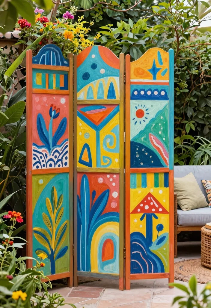 15 Best Porch Screen Ideas for Patio Privacy 13. Painted Screens with Art 0
