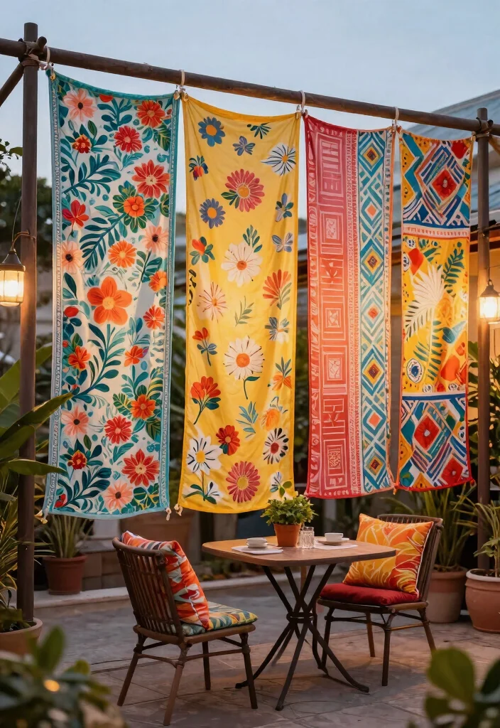 15 Best Porch Screen Ideas for Patio Privacy 3. Decorative Fabric Panels 0