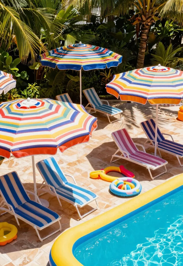 15 Chic Inflatable Pool Ideas for Boho Backyard Decor 11 15 Chic Inflatable Pool Ideas for Boho Backyard Decor 11. Colorful Umbrellas for Shade 0