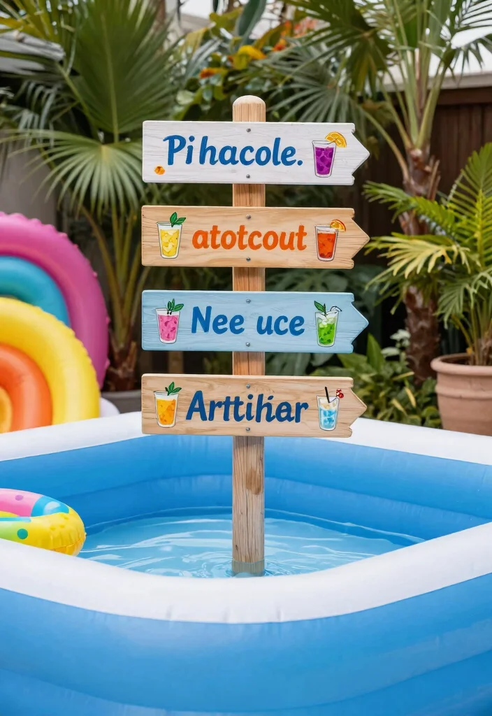 15 Chic Inflatable Pool Ideas for Boho Backyard Decor 12 15 Chic Inflatable Pool Ideas for Boho Backyard Decor 12. Personalized Poolside Signage 0