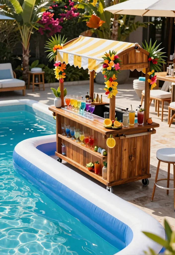 15 Chic Inflatable Pool Ideas for Boho Backyard Decor 9 15 Chic Inflatable Pool Ideas for Boho Backyard Decor 9. Stylish Poolside Bar 0