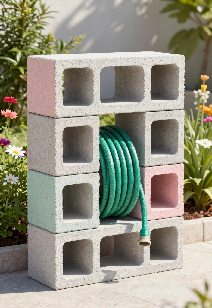15 Clever Garden Hose Holder DIY Ideas Hide the Mess 11. Concrete Block Hose Holder 0