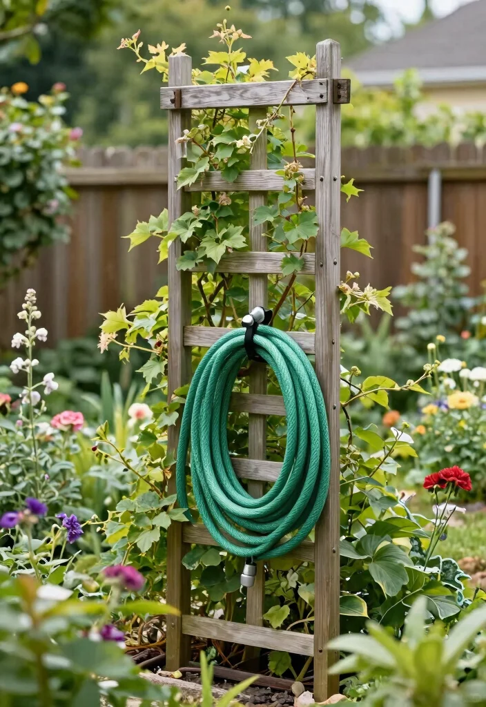 15 Clever Garden Hose Holder DIY Ideas Hide the Mess 12. DIY Trellis Hose Holder 0