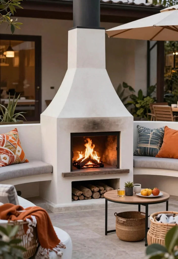 15 Cozy Chiminea Ideas Outdoor Spaces Will Love Warm Vibes 13. Stylish Chiminea with Storage 0