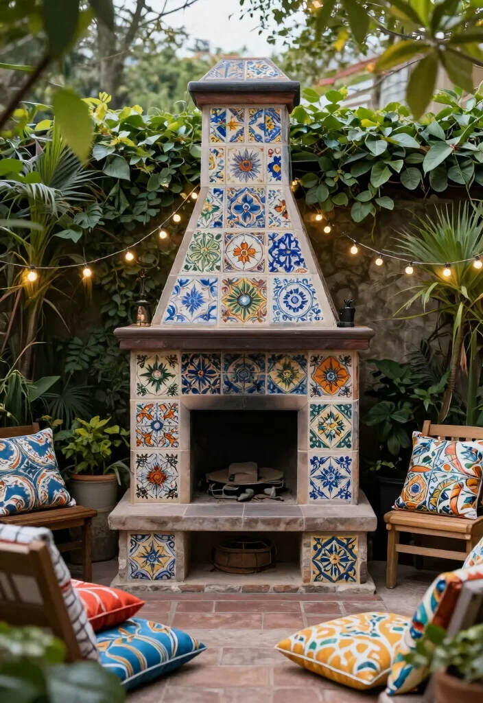 15 Cozy Chiminea Ideas Outdoor Spaces Will Love Warm Vibes 3. Decorative Tiled Chiminea 0