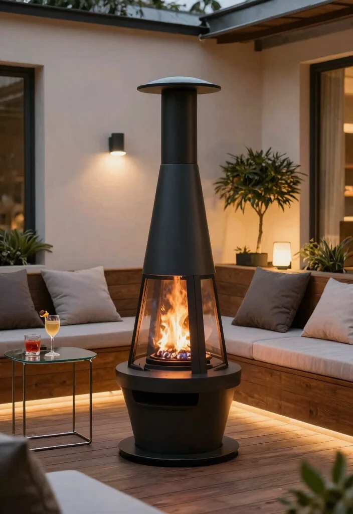 15 Cozy Chiminea Ideas Outdoor Spaces Will Love Warm Vibes 5. Chic Bioethanol Chiminea 0