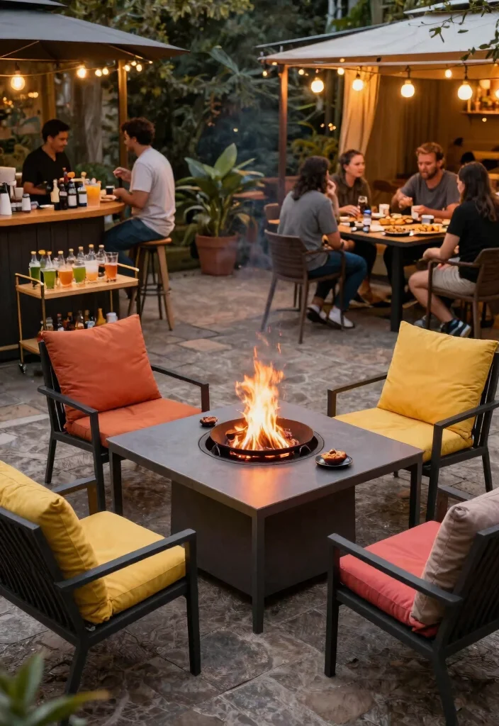 15 Cozy Chiminea Ideas Outdoor Spaces Will Love Warm Vibes 9. Multi functional Outdoor Table and Chiminea 0