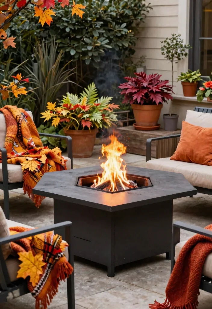 15 Cozy Table Top Fire Pit Ideas for Small Patios Warm Vibe 13. Seasonal Decor Around Your Fire Pit 0