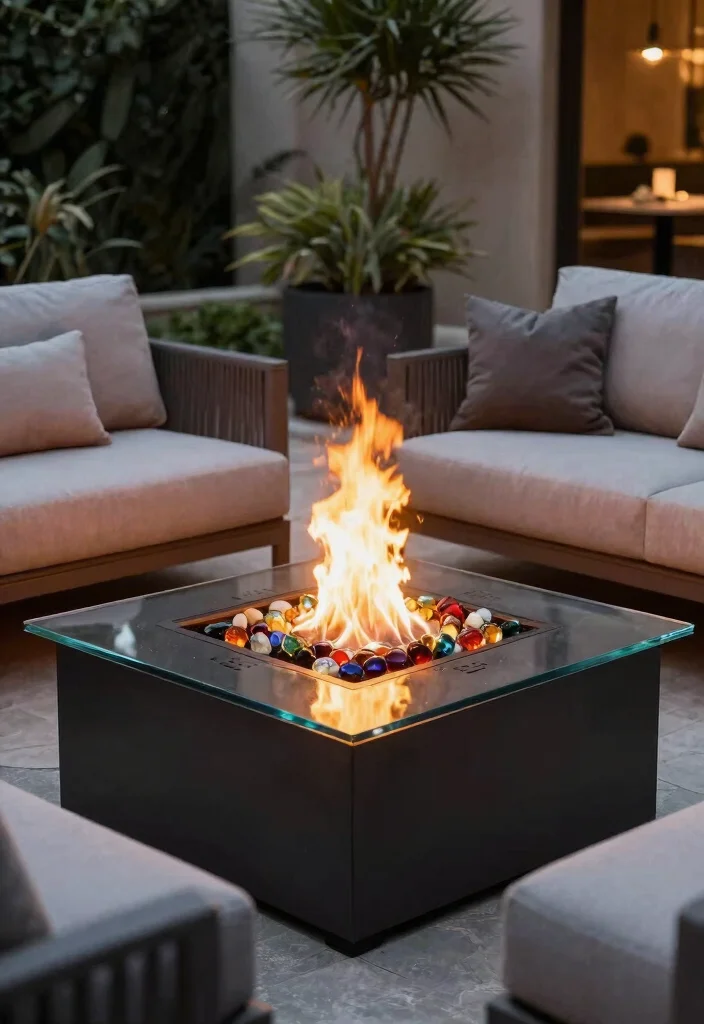 15 Cozy Table Top Fire Pit Ideas for Small Patios Warm Vibe 3. Elegant Glass Touch 0