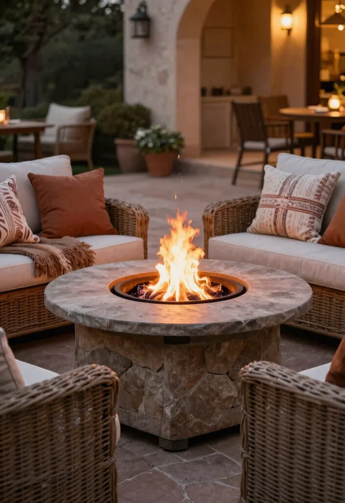 15 Cozy Table Top Fire Pit Ideas for Small Patios Warm Vibe 7. Stone Fire Pit Centerpiece 0