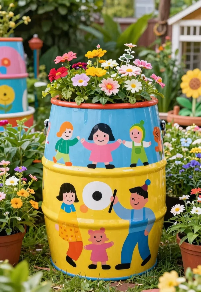 15 Cute Rain Barrel Painting Ideas to Hide Ugly Plastic 12 15 Cute Rain Barrel Painting Ideas to Hide Ugly Plastic 12. Cartoon Characters 0