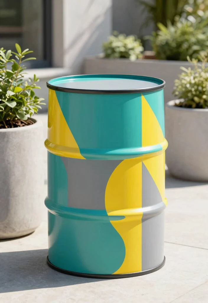 15 Cute Rain Barrel Painting Ideas to Hide Ugly Plastic 3 15 Cute Rain Barrel Painting Ideas to Hide Ugly Plastic 3. Geometric Patterns 0