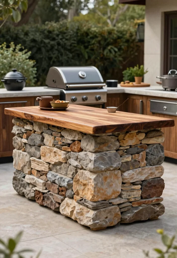 15 Dreamy Kamado Grill Island Ideas for Luxury Patios 1 15 Dreamy Kamado Grill Island Ideas for Luxury Patios 1. Luxurious Stone and Wood Combo 0