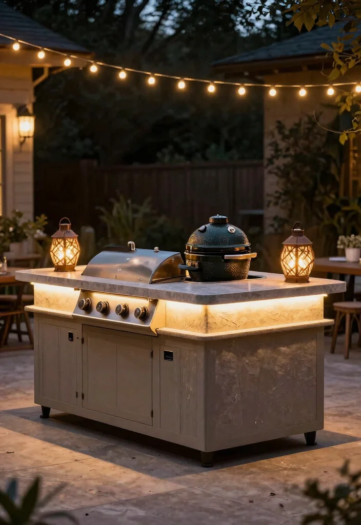 15 Dreamy Kamado Grill Island Ideas for Luxury Patios 15 15 Dreamy Kamado Grill Island Ideas for Luxury Patios 15. Elegant Outdoor Lighting 0