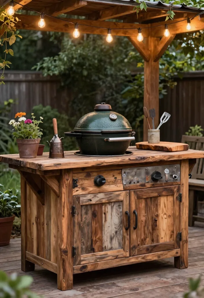 15 Dreamy Kamado Grill Island Ideas for Luxury Patios 3 15 Dreamy Kamado Grill Island Ideas for Luxury Patios 3. Rustic Charm with Vintage Accents 0