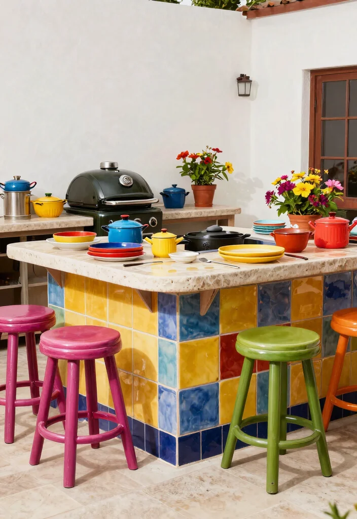 15 Dreamy Kamado Grill Island Ideas for Luxury Patios 9 15 Dreamy Kamado Grill Island Ideas for Luxury Patios 9. Colorful Accents 0