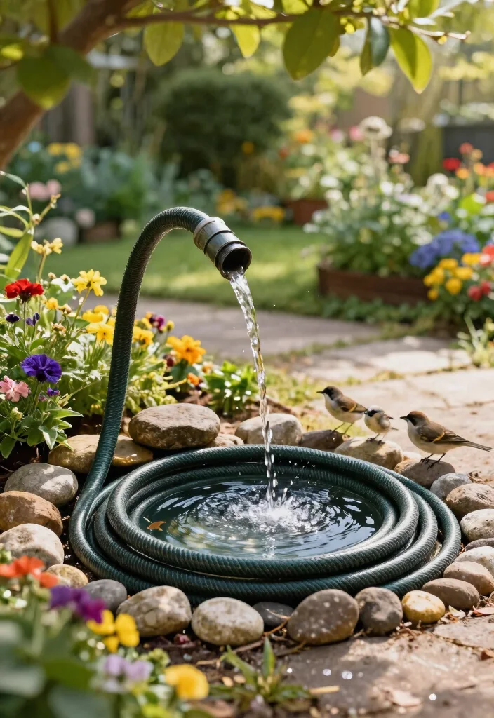 15 Life Changing Garden Hose Hacks Every Gardener Needs 9. Create a Hose Water Feature 0