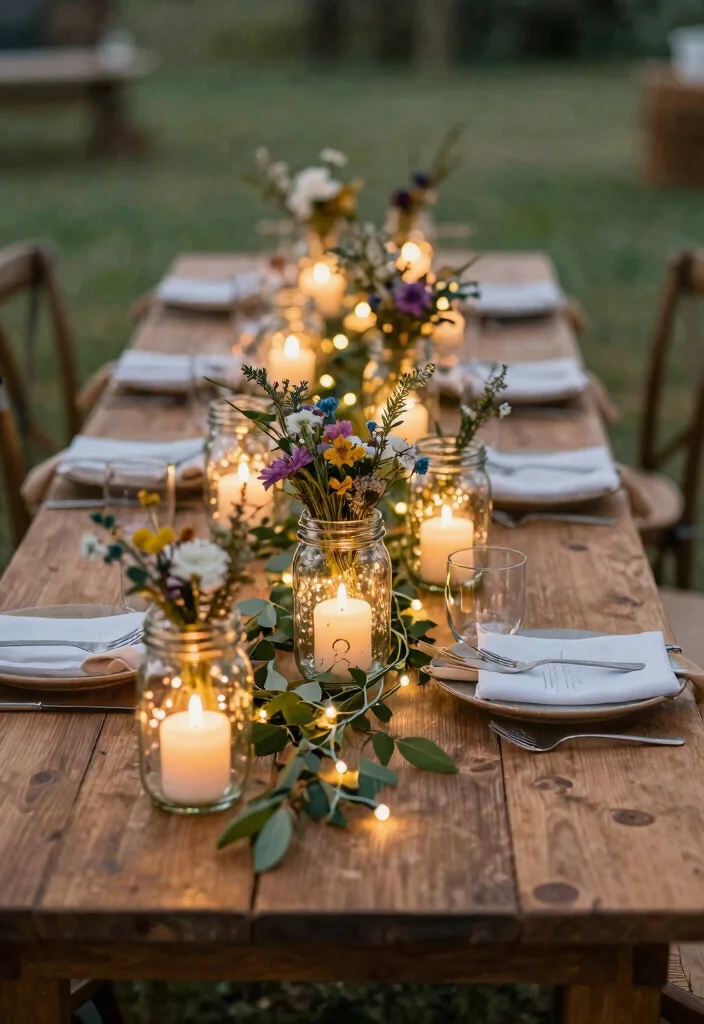 15 Romantic Outdoor Wedding Lantern Inspiration Fairy Tale 2. Rustic Mason Jar Lanterns 0