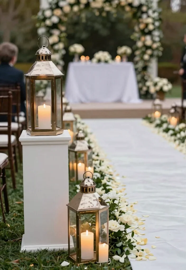 15 Romantic Outdoor Wedding Lantern Inspiration Fairy Tale 3. Elegant Lantern Aisle Markers 0