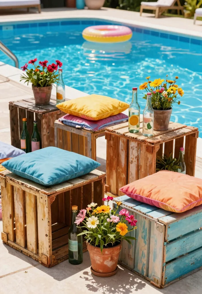 15 Stunning Inflatable Pool Deck Ideas Make It Look Built In 13. Upcycled Material Decor 0