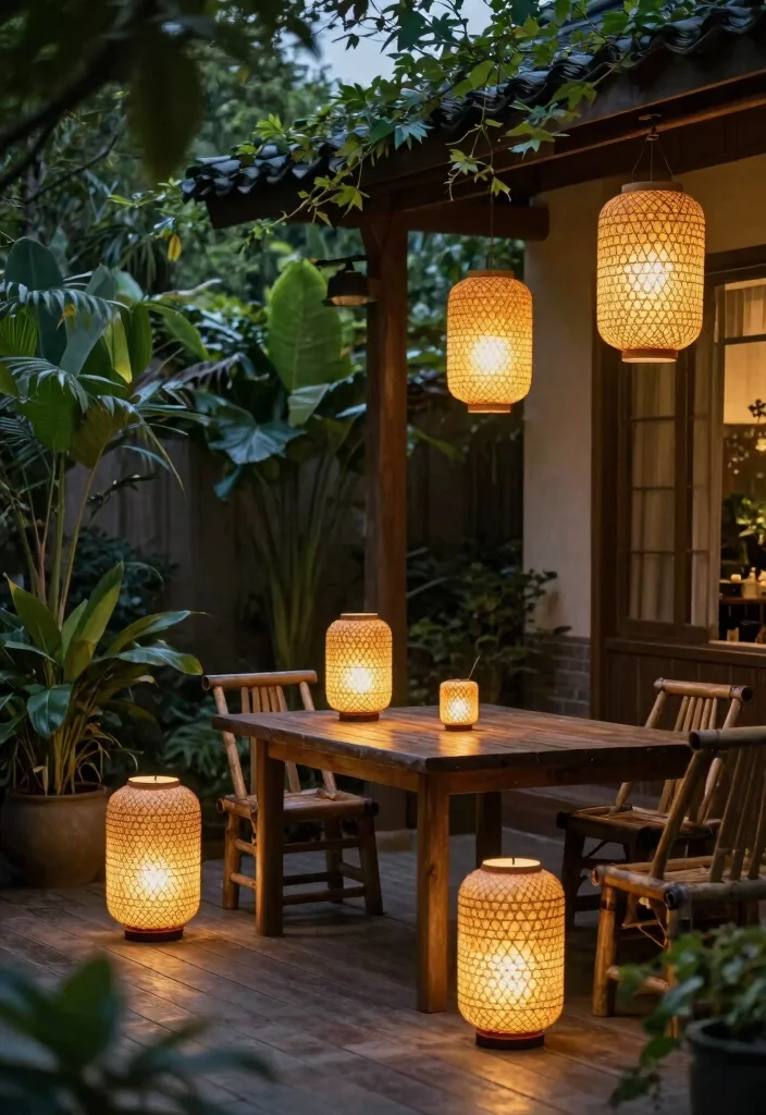 17 Relaxing Outdoor Patio Lantern Ideas for Evening Dinners 4 17 Relaxing Outdoor Patio Lantern Ideas for Evening Dinners 4. Bamboo Lanterns 0