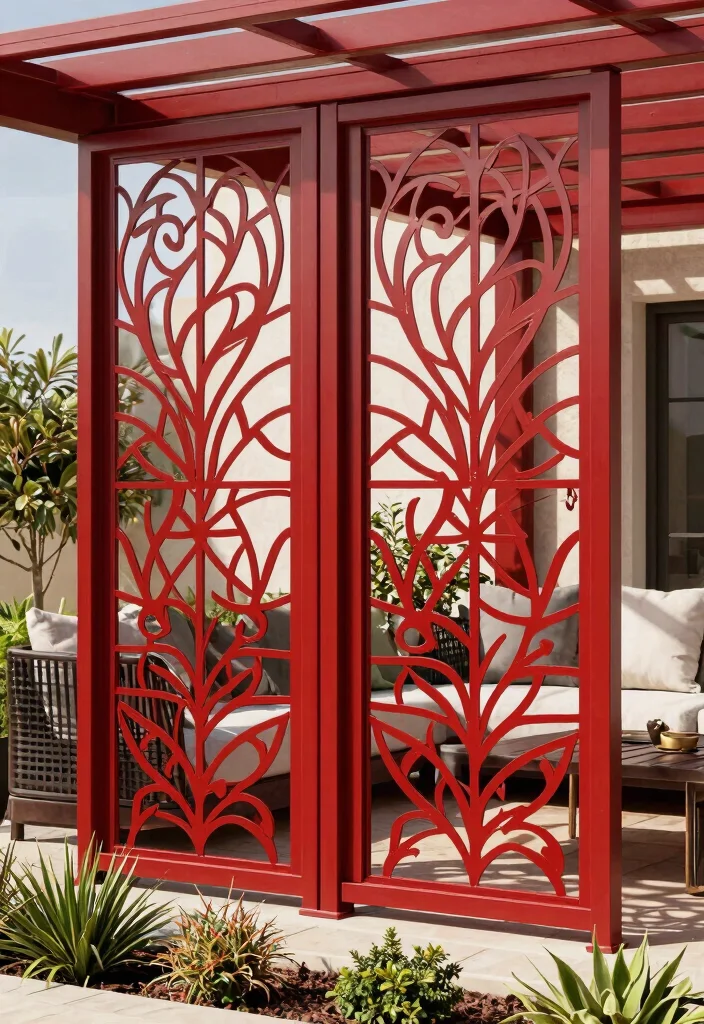 17 Stylish Outdoor Patio Barrier Ideas for Wind Protection 10. Artistic Metal Screens 0