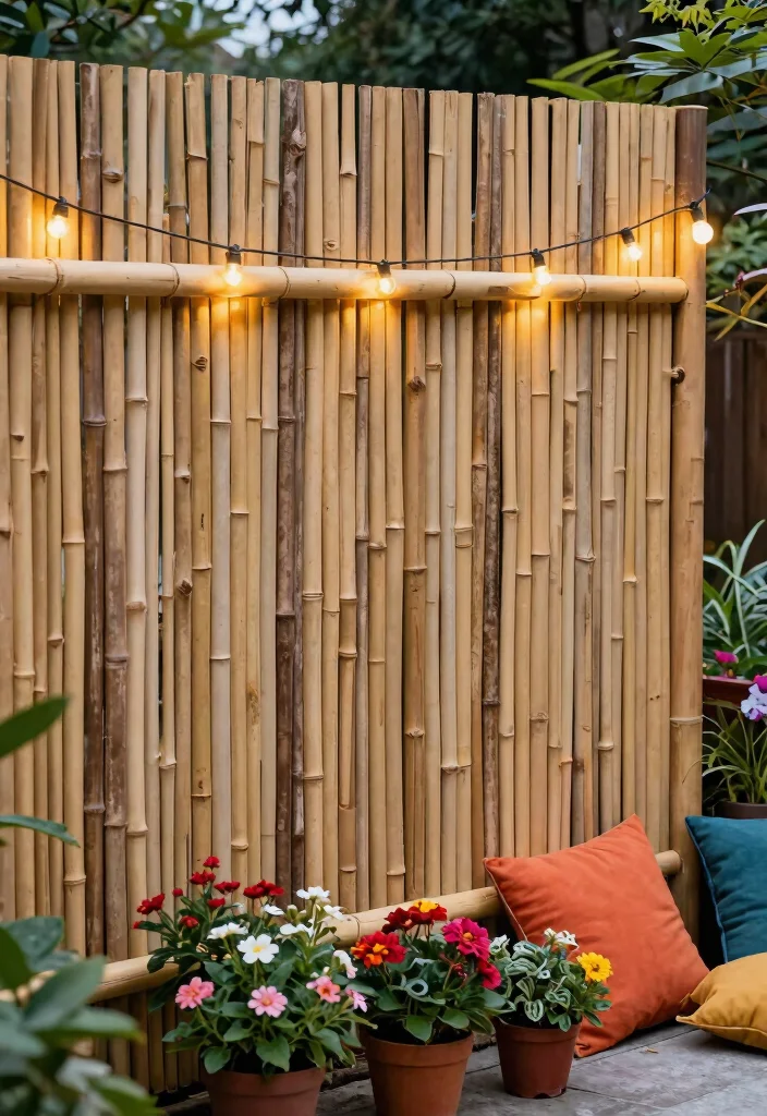 17 Stylish Outdoor Patio Barrier Ideas for Wind Protection 2. Bamboo Fencing 0