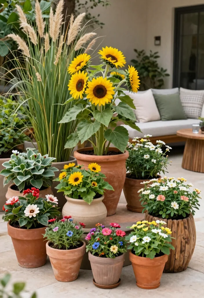 17 Stylish Outdoor Patio Barrier Ideas for Wind Protection 4. Potted Plant Barriers 0