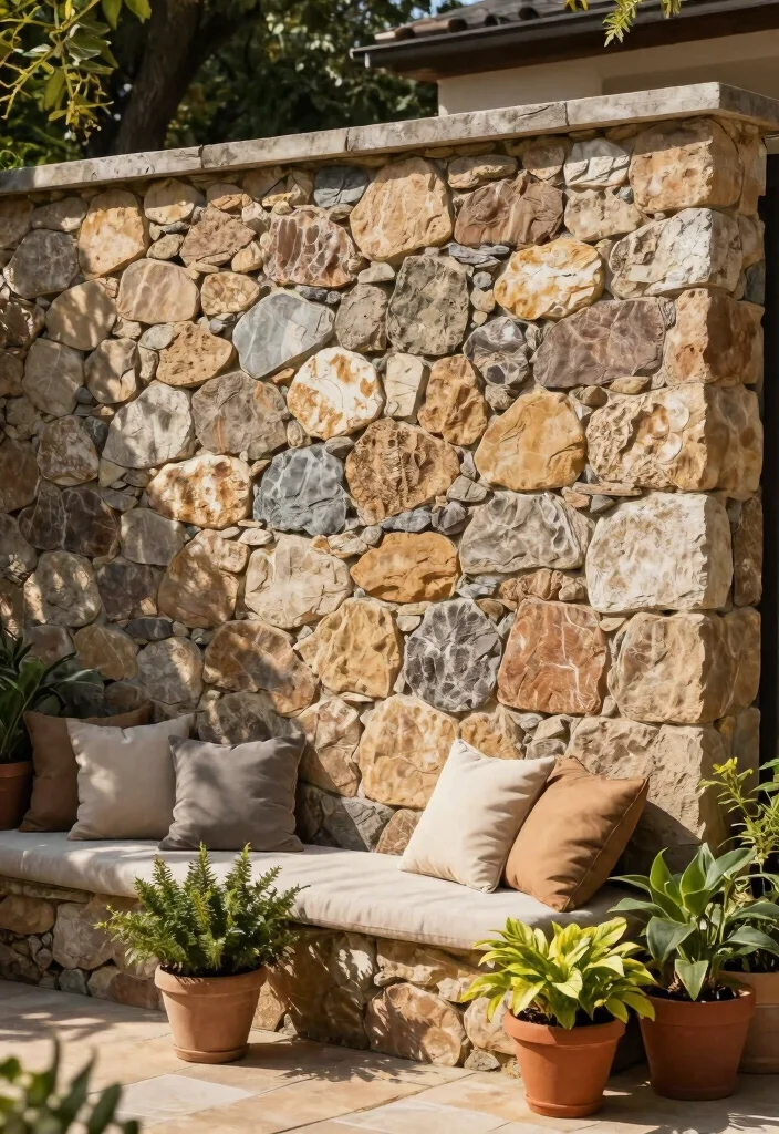 17 Stylish Outdoor Patio Barrier Ideas for Wind Protection 7. Stone Walls 0