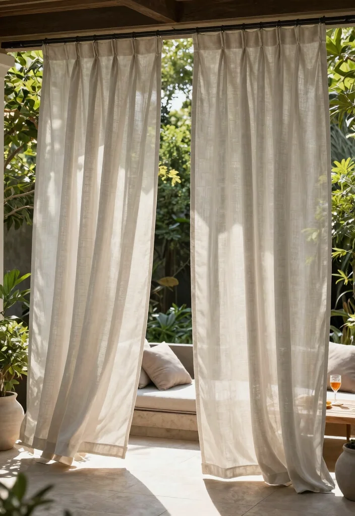 17 Stylish Outdoor Patio Barrier Ideas for Wind Protection 8. Outdoor Curtains 0