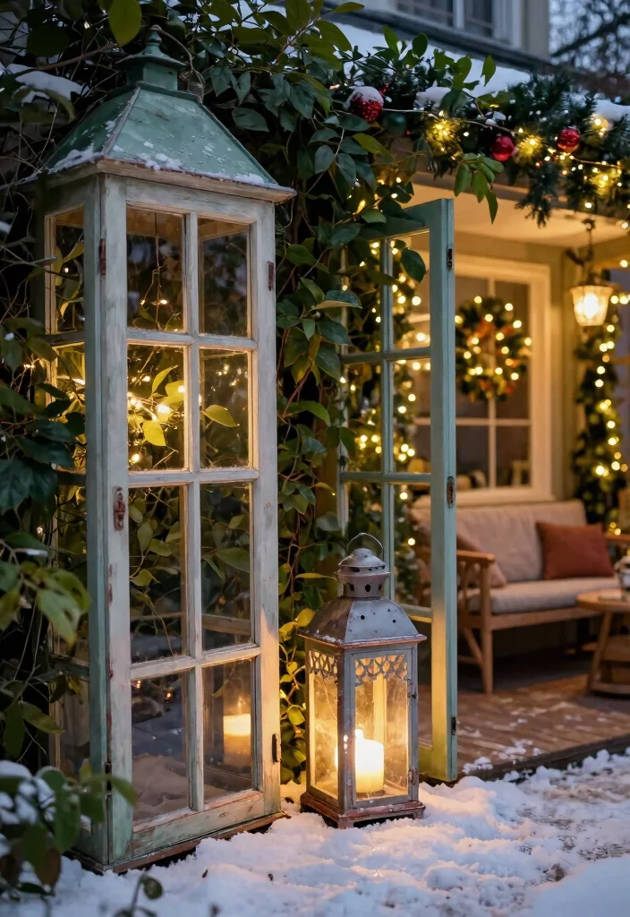 21 Festive Outdoor Christmas Lantern Ideas Holiday Glow 13. Lanterns from Old Windows 0