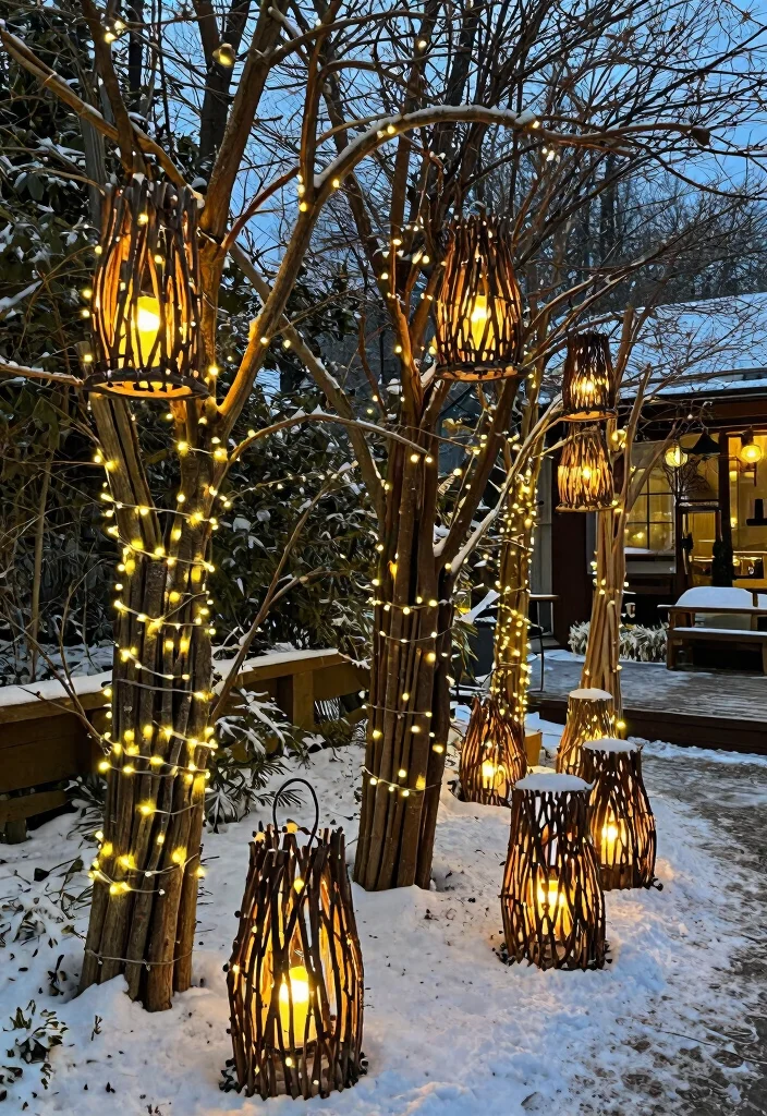 21 Festive Outdoor Christmas Lantern Ideas Holiday Glow 15. Lanterns Made from Tree Branches 0