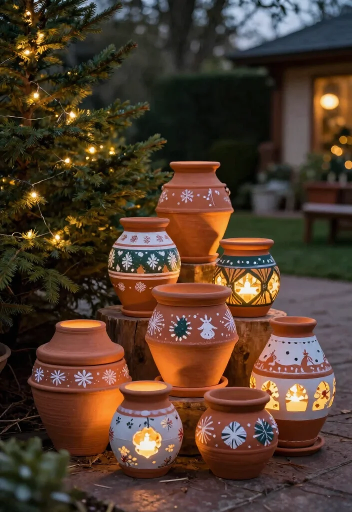 21 Festive Outdoor Christmas Lantern Ideas Holiday Glow 19. Clay Pot Lanterns 0