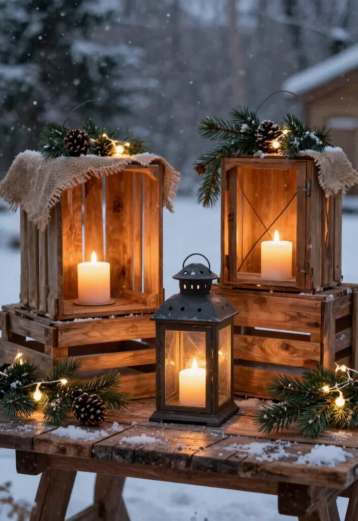 21 Festive Outdoor Christmas Lantern Ideas Holiday Glow 4. Wooden Crate Lanterns 0