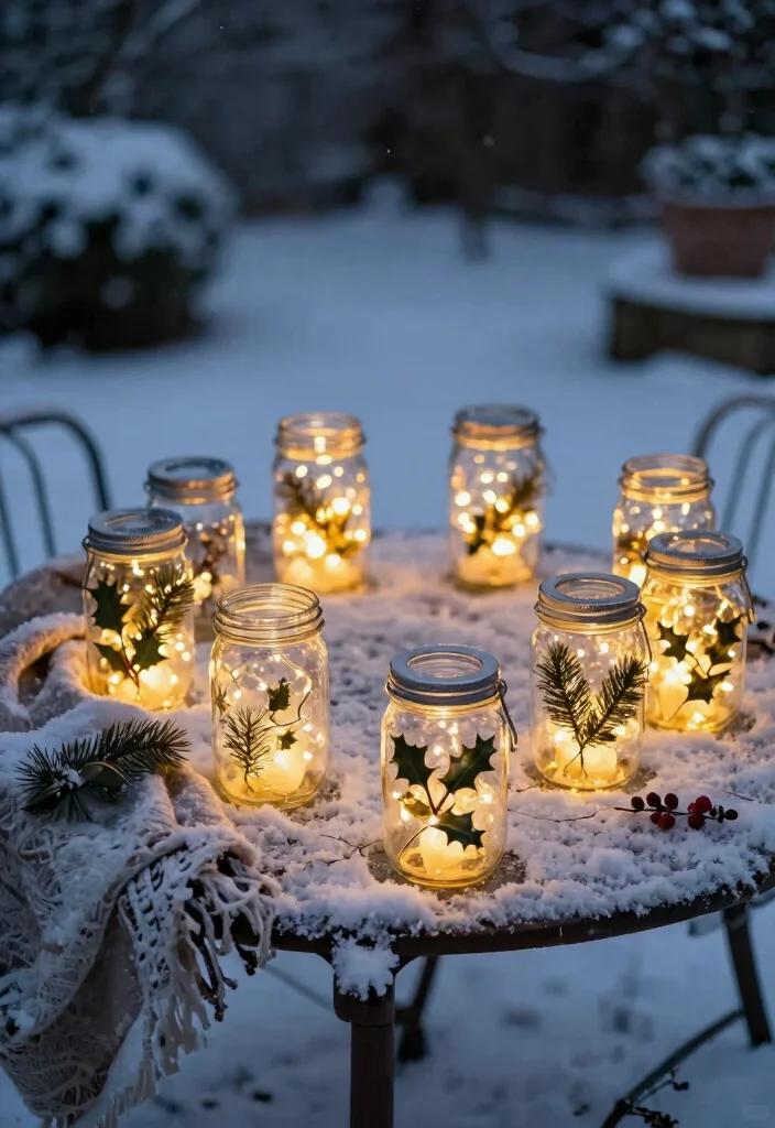 21 Festive Outdoor Christmas Lantern Ideas Holiday Glow 8. Fairy Light Jars 0