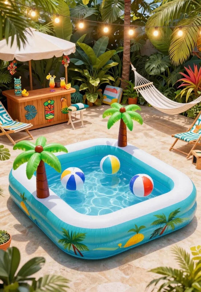 21 Fun Inflatable Pool Ideas for Your Backyard Summer Setup Must See 1. Tropical Paradise Pool 0