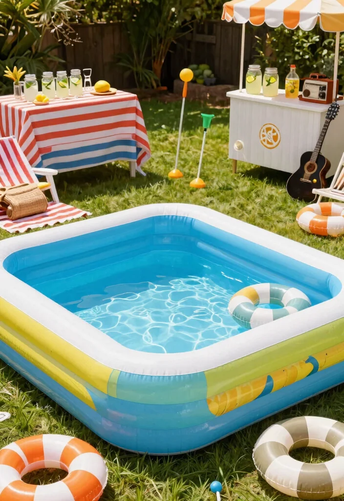 21 Fun Inflatable Pool Ideas for Your Backyard Summer Setup Must See 12. Vintage Pool Party 0